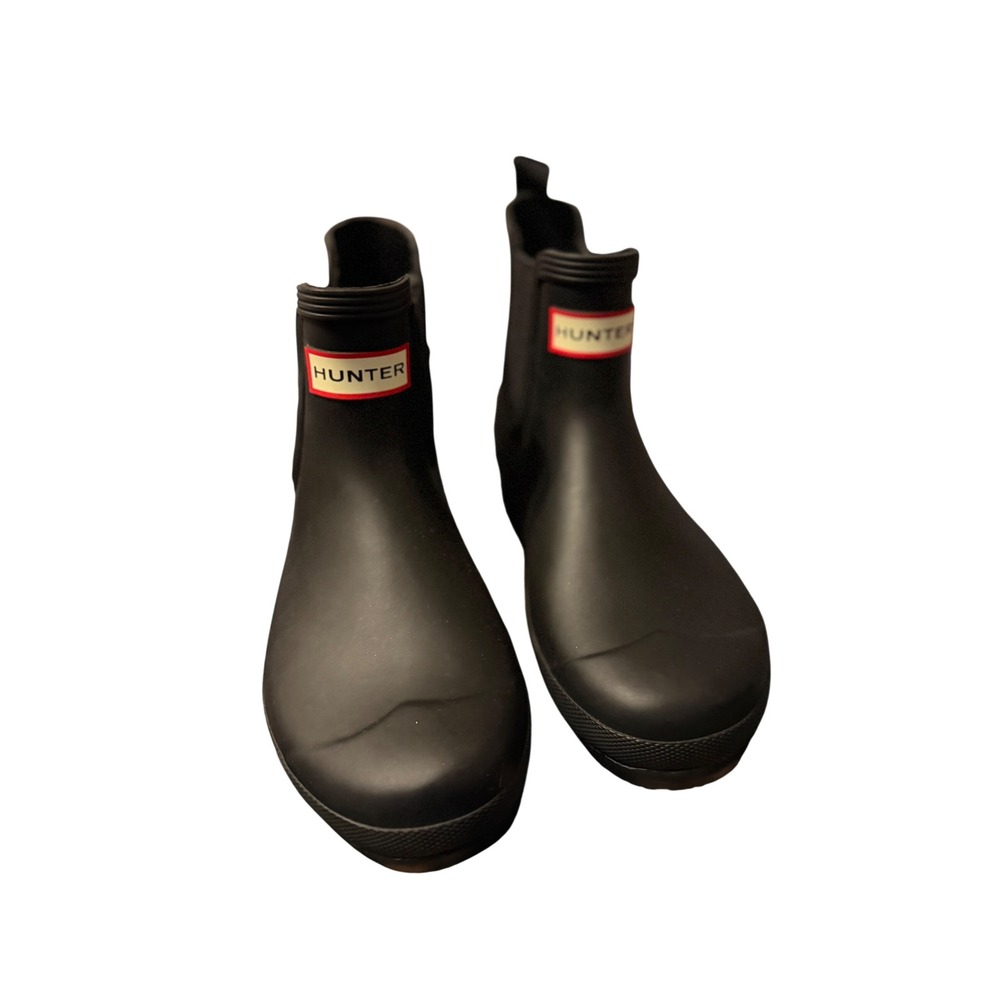 Hunter Original Chelsea Rain Boots Black Matte Waterproof Ankle Boots Womens 7